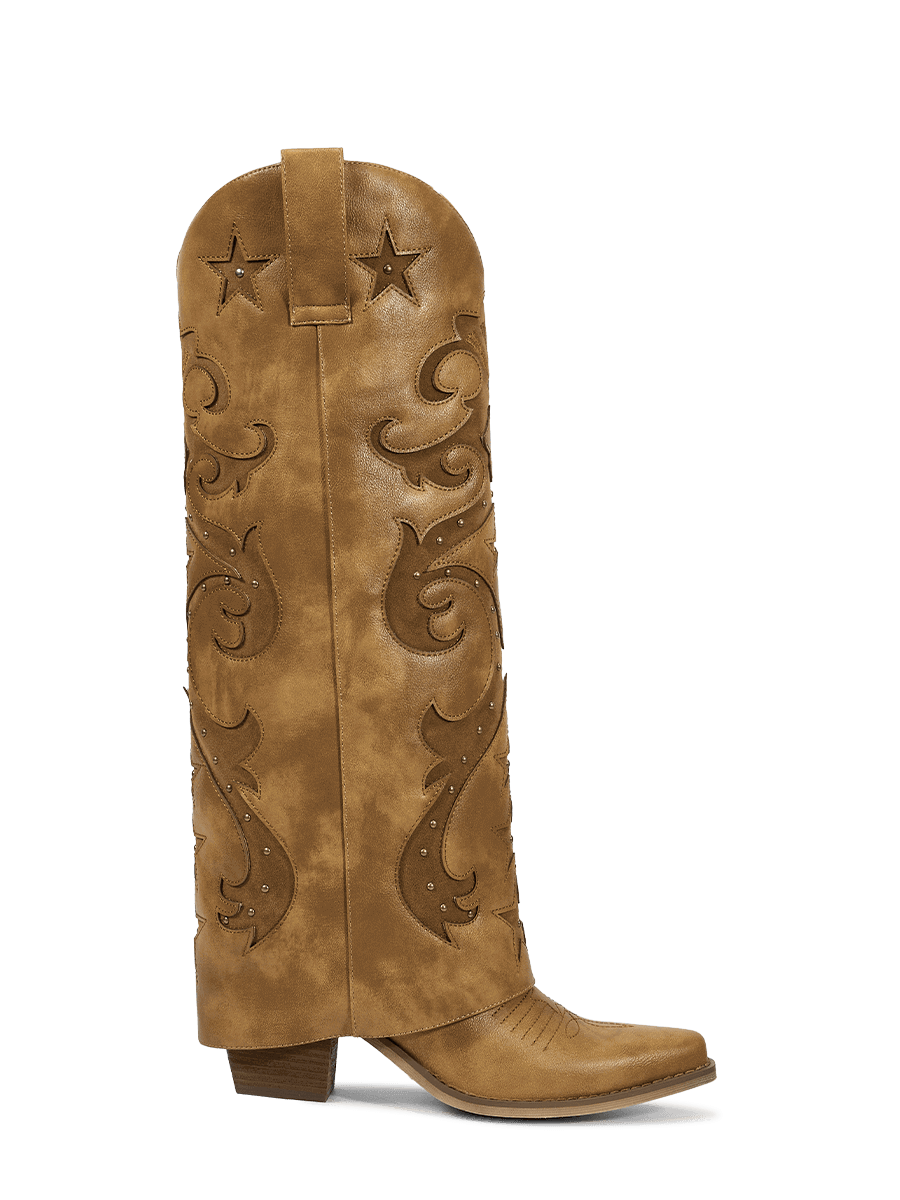 Fold-over-embroidery-star-retro-carving-western-boots