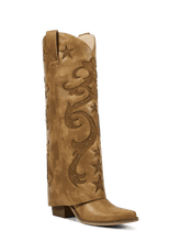 Fold-over-star-retro-carving-western-boots