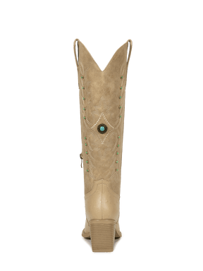 Gemstone-apricot-embroidered-ostrich-leather-mid-heel-boots