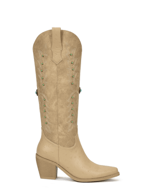 Gemstone-apricot-embroidered-ostrich-leather-side-zipper-boots