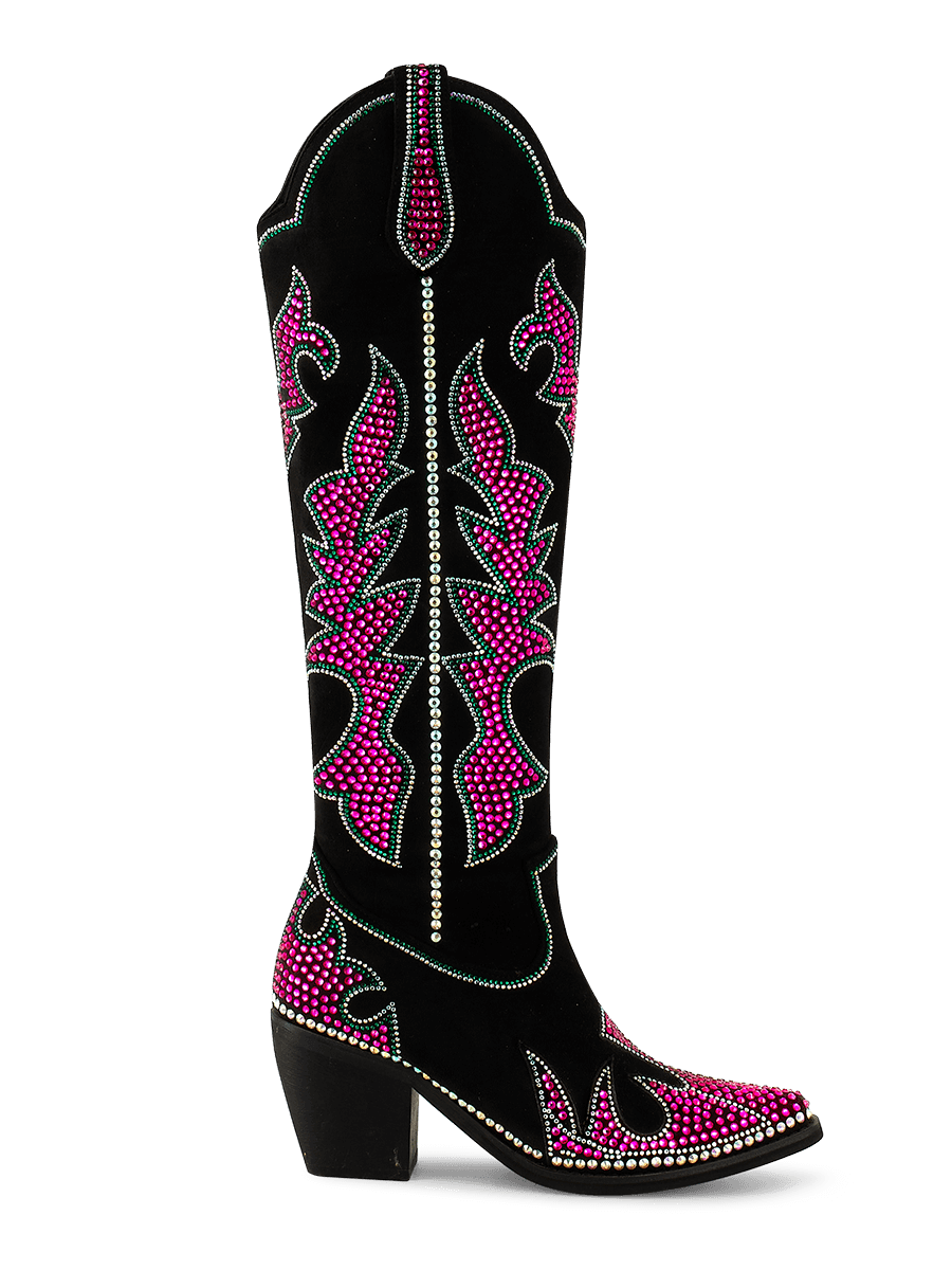 Pink Rhinestone Cowboy Boots | Black Western Boots | WETKISS Pink Rhinestone Cowboy Boots | Black Western Boots | WETKISS