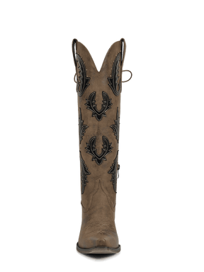 Lace-up-closure-botanical-brown-knee-high-western-boots