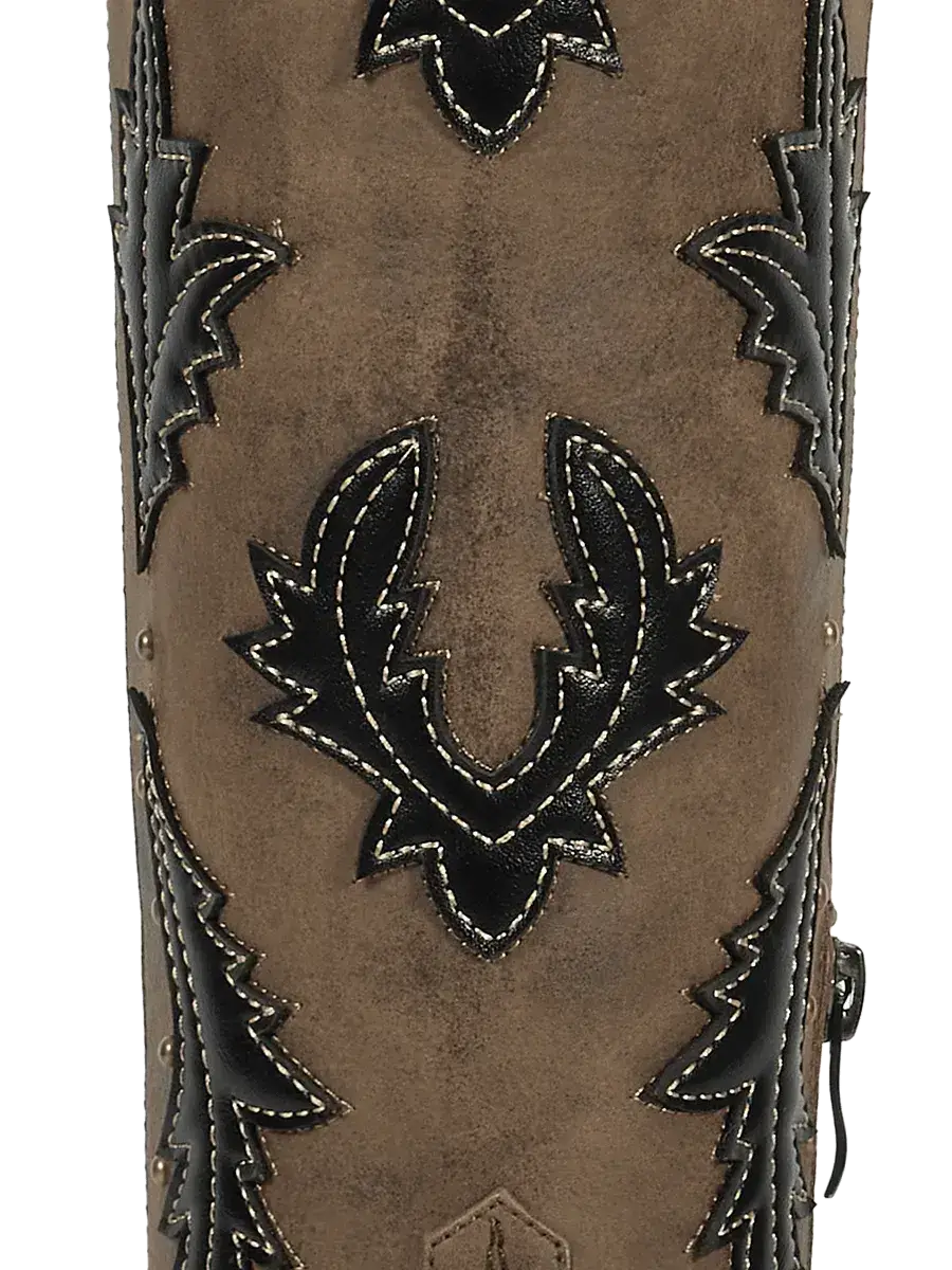 Lace-up-closure-botanical-brown-pu-western-boots