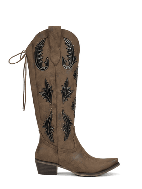 Lace-up-closure-botanical-brown-side-zipper-western-boots