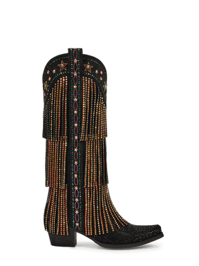 Matte-black-wetkiss-fringe-cowgirl-boots