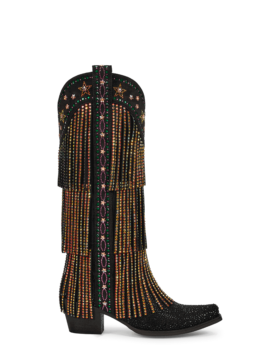 Matte-black-wetkiss-fringe-cowgirl-boots