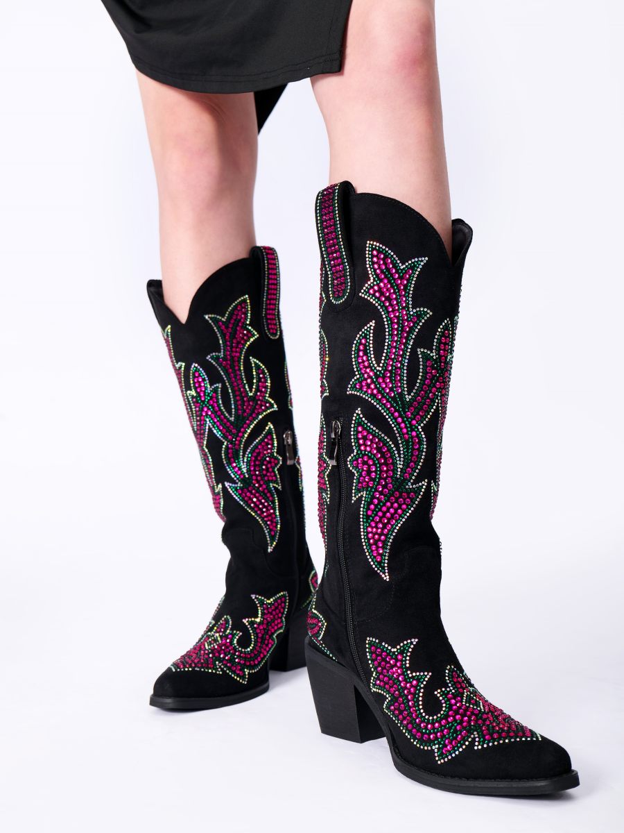 Pink Rhinestone Cowboy Boots Western Boots for Women WETKISS