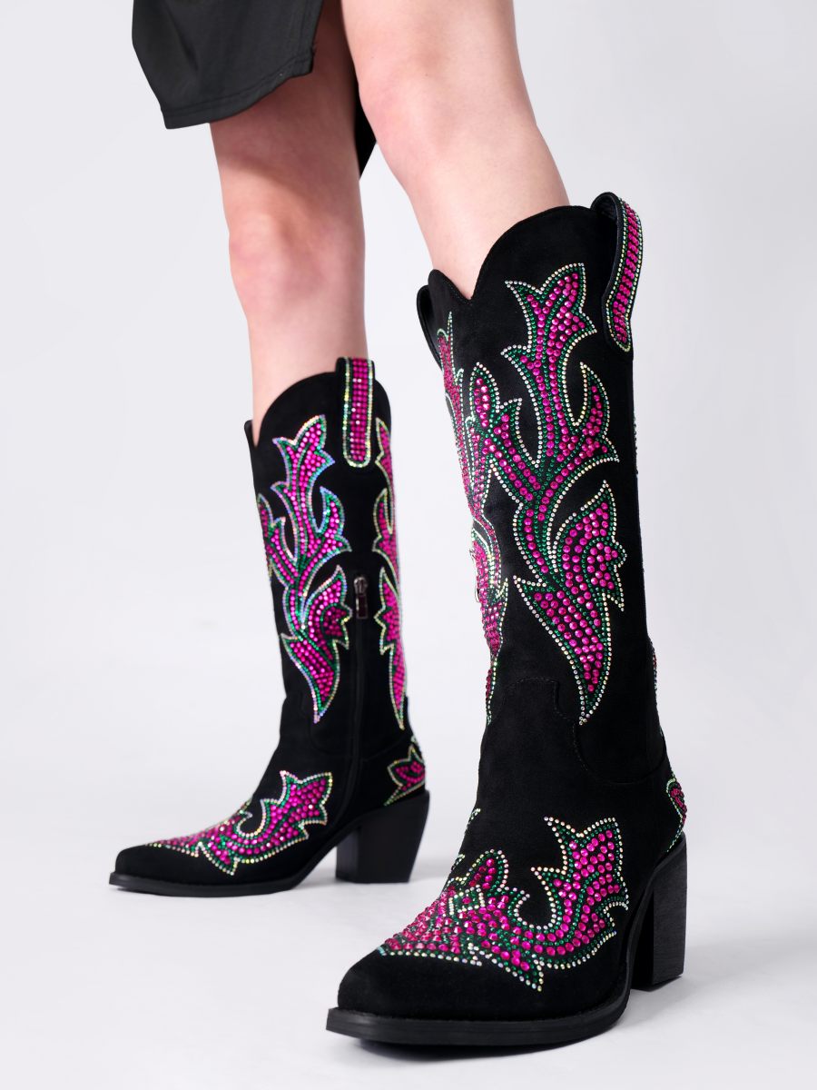 Pink bedazzled cowboy boots best sale