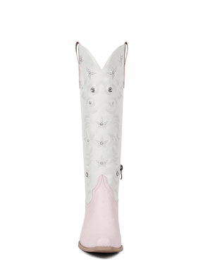 Pink-and-white-patchwork-orstrich-leather-knee-high-boots