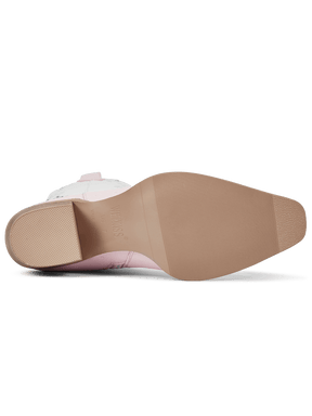 Pink-and-white-patchwork-orstrich-leather-rubber-boots