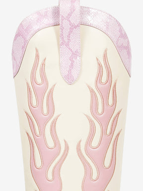 Pink-light-beige-patchwork-snake-print-pu-cowgirl-boots