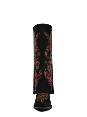 Pink-rhinestones-flame-fold-over-knee-high-black-boots