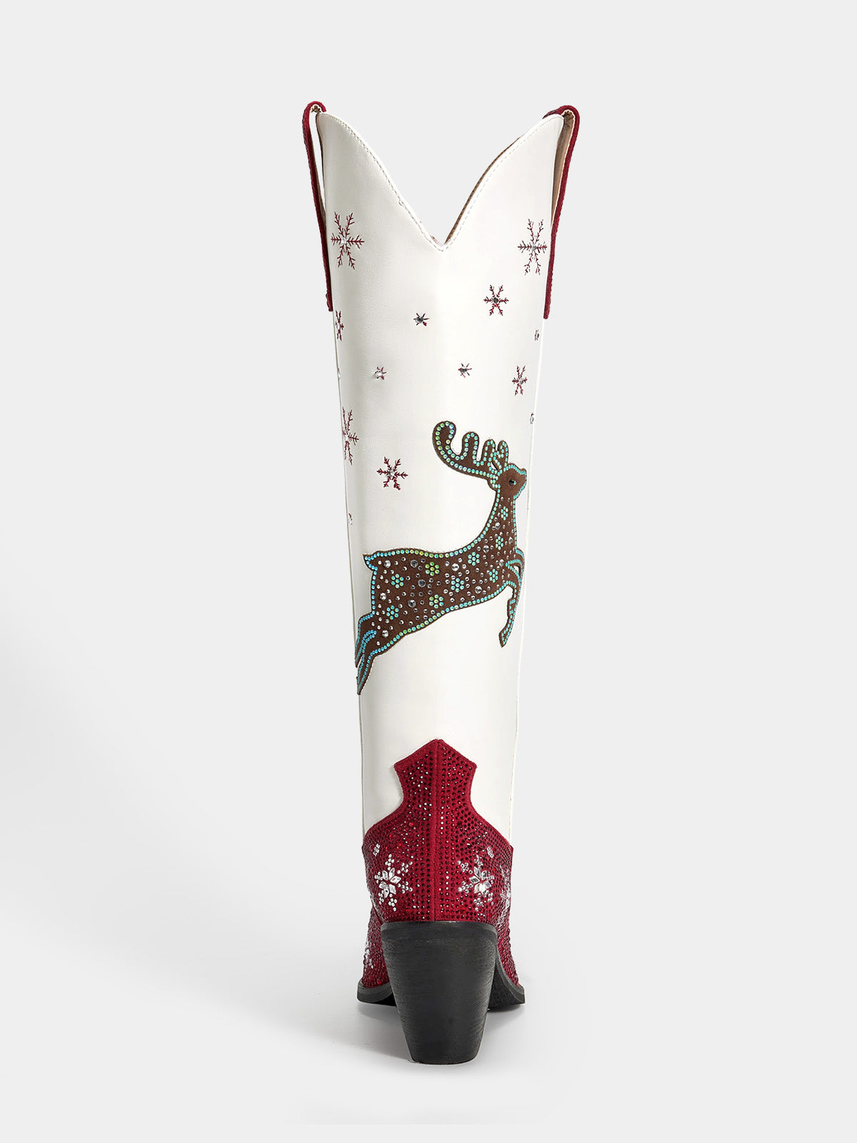 Red And White Christmas Tree Rhinestone Cowgirl Boots | WETKISS BOOTS