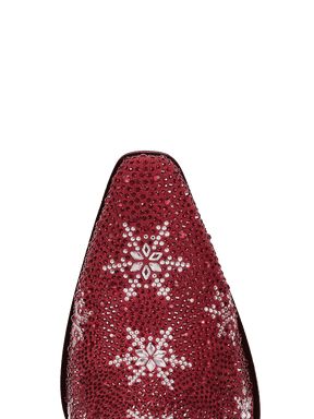 Red-and-white-christmas-ttree-elk-snowflake-rhinestone-snip-cowgirl-boots