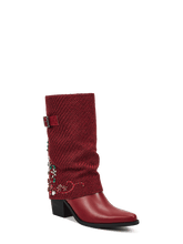 Red-knitted-gem-fold-over-cowgirl-boots