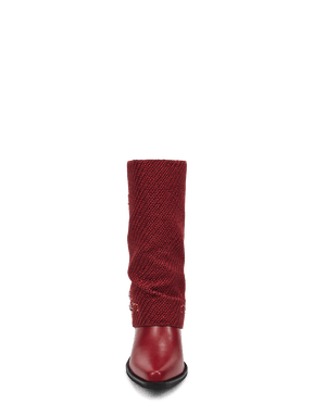Red-knitted-gem-fold-over-mid-calf-cowgirl-boots
