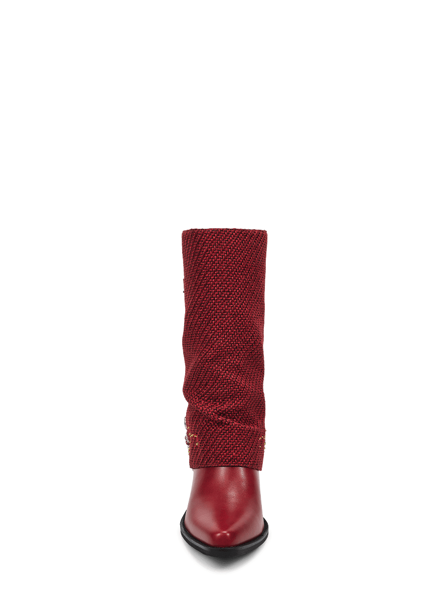 Red-knitted-gem-fold-over-mid-calf-cowgirl-boots