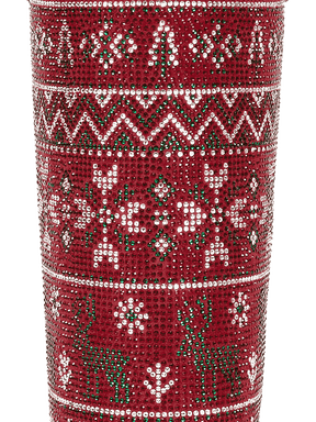 Red-rhinestone-christmas-elements-faux-suede-western-boots