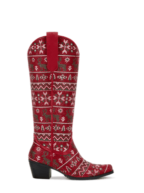 Red-rhinestone-christmas-elements-pull-on-western-boots