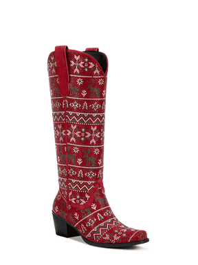 Red-rhinestone-christmas-elements-western-boots