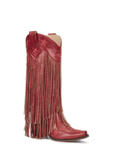 Red-studs-embroidered-star-fringe-cowgirl-boots