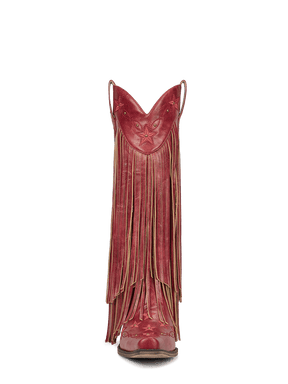Red-studs-embroidered-star-fringe-knee-high-cowgirl-boots