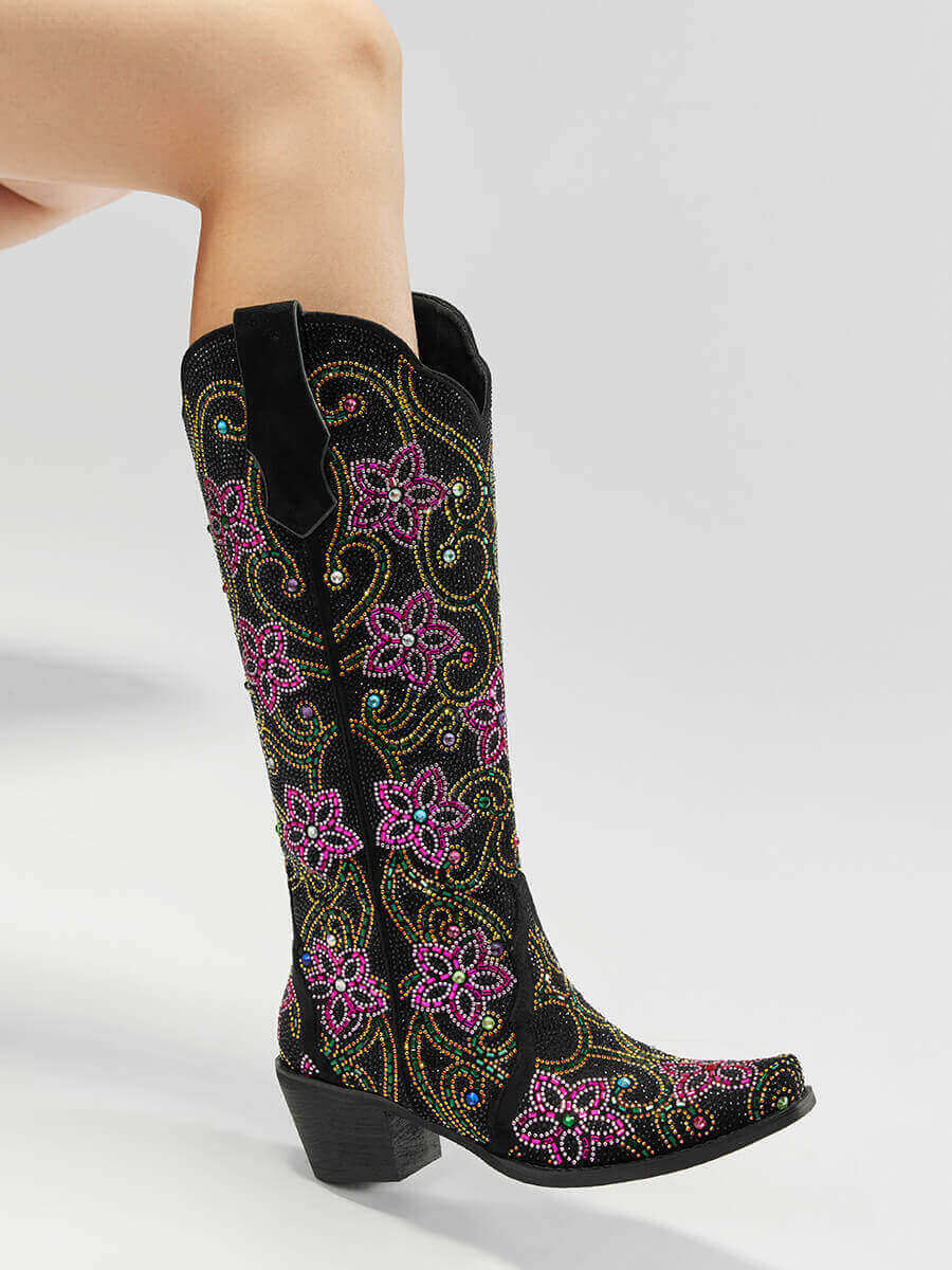 Retro-style-colorful-rhinestone-floral-wetkiss-western-boots