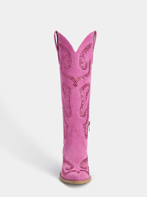 Retro-sweet-rhinestones-cerise-pink-knee-high-western-boots
