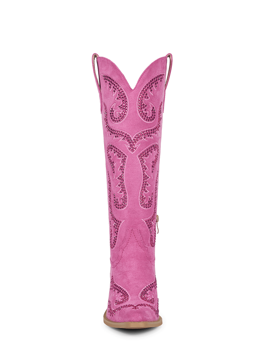 Retro-sweet-rhinestones-cerise-pink-knee-high-western-boots