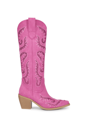 Retro-sweet-rhinestones-cerise-pink-side-zipper-western-boots