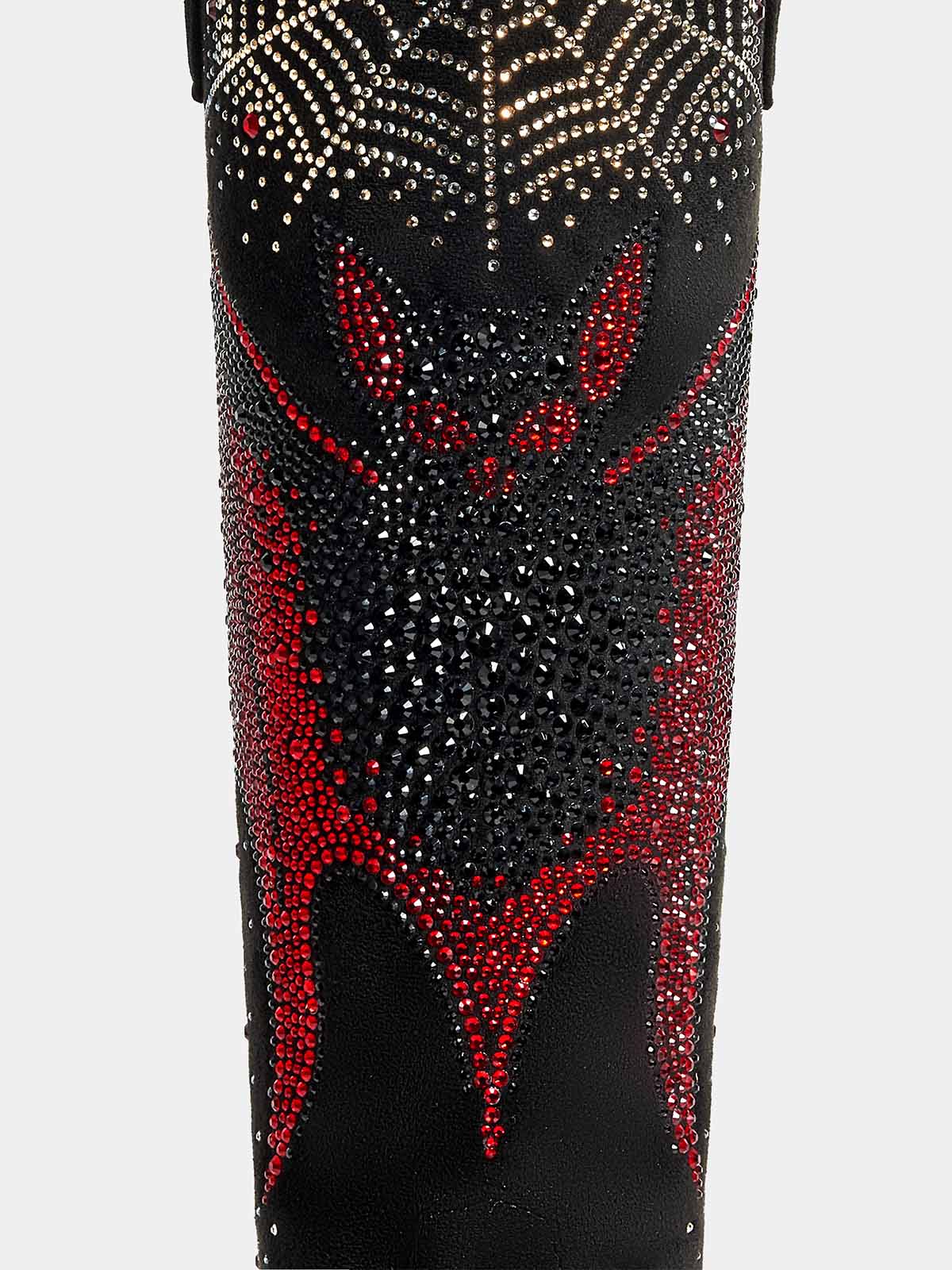 Rhinestone-bat-and-spider-web-faux-suede-western-cowgirl-boots