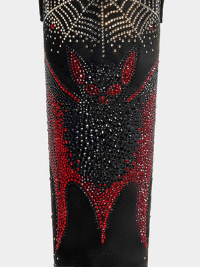 Rhinestone-bat-and-spider-web-faux-suede-western-cowgirl-boots