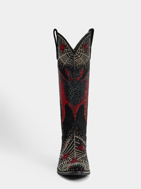 Rhinestone-bat-and-spider-web-knee-high-western-cowgirl-boots