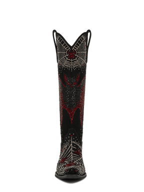 Rhinestone-bat-and-spider-web-knee-high-western-cowgirl-boots
