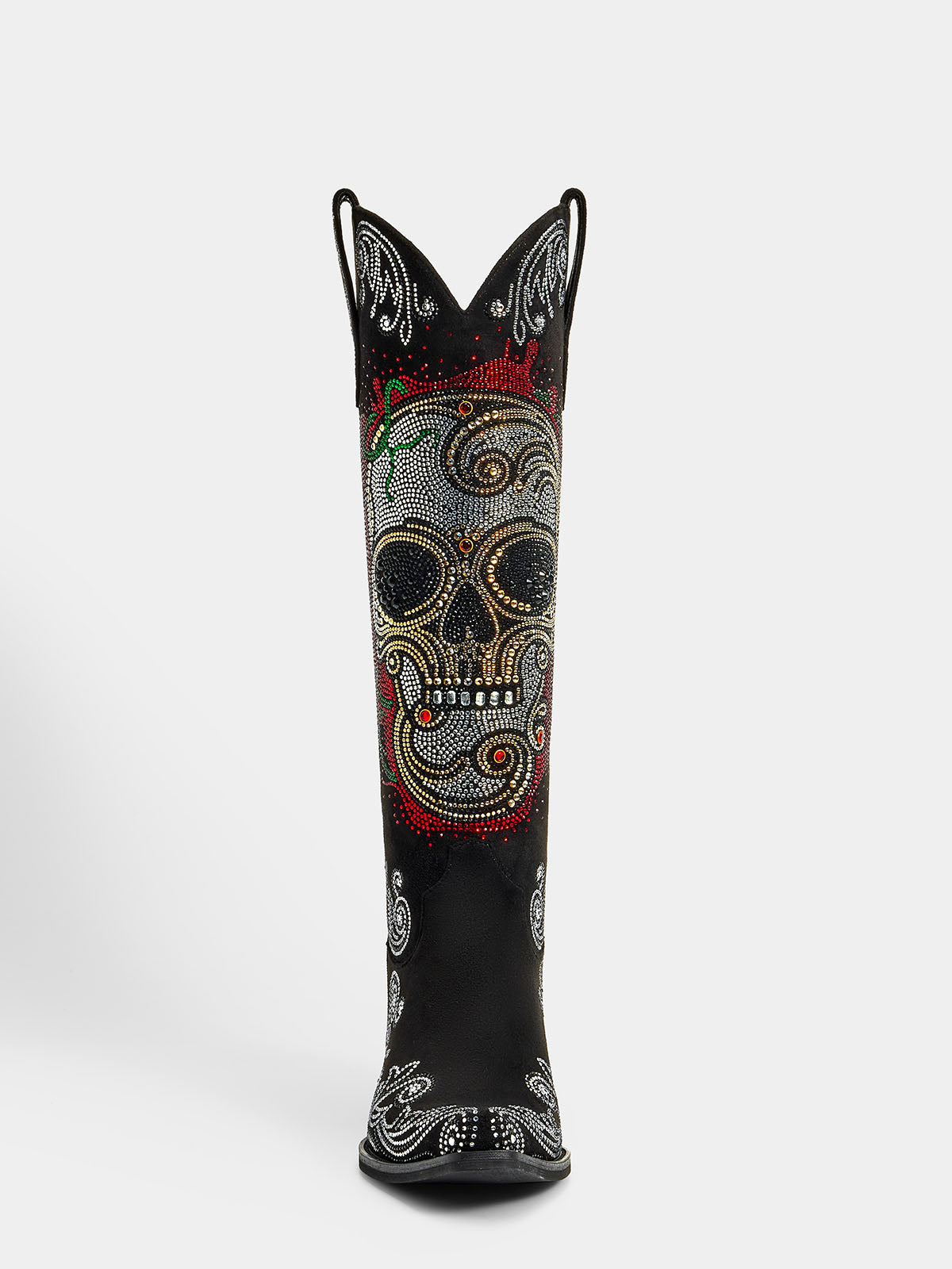 Rhinestone-skull-knee-high-western-cowgirl-boots