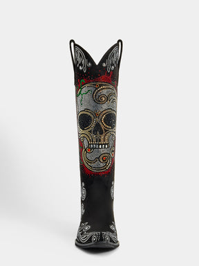 Rhinestone-skull-knee-high-western-cowgirl-boots