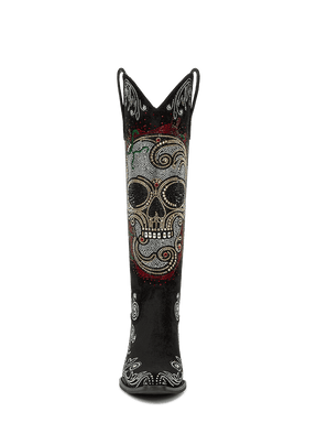 Rhinestone-skull-knee-high-western-cowgirl-boots