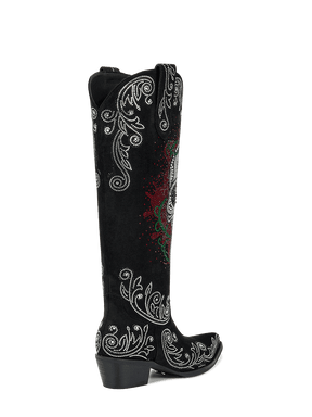 Rhinestone-skull-low-heel-western-cowgirl-boots