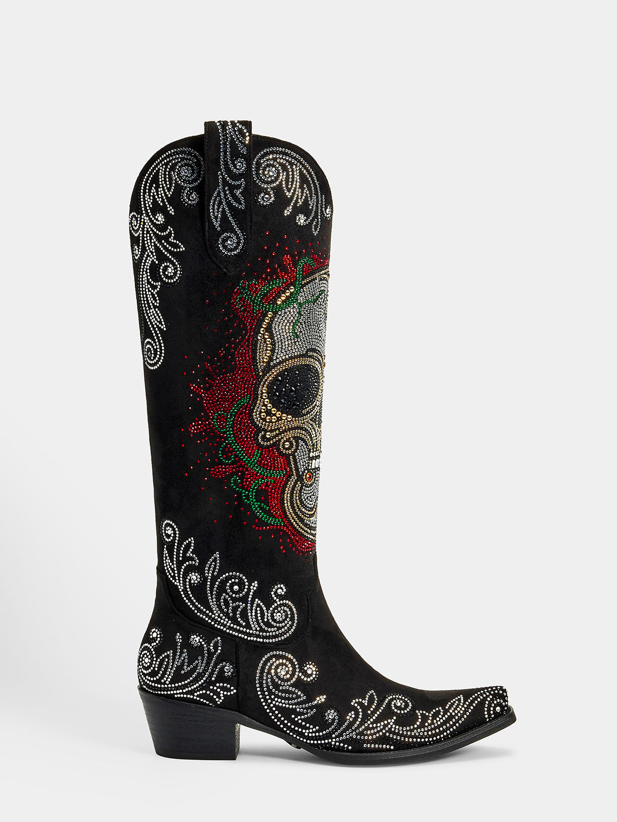 Rhinestone-skull-pull-on-western-cowgirl-boots