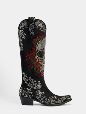 Rhinestone-skull-pull-on-western-cowgirl-boots