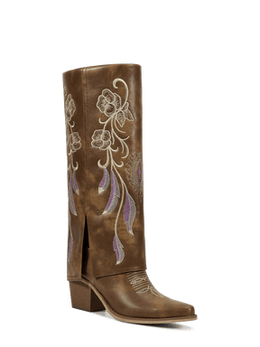 Side-zipper-embroidery-floral-brown-fold-over-boots
