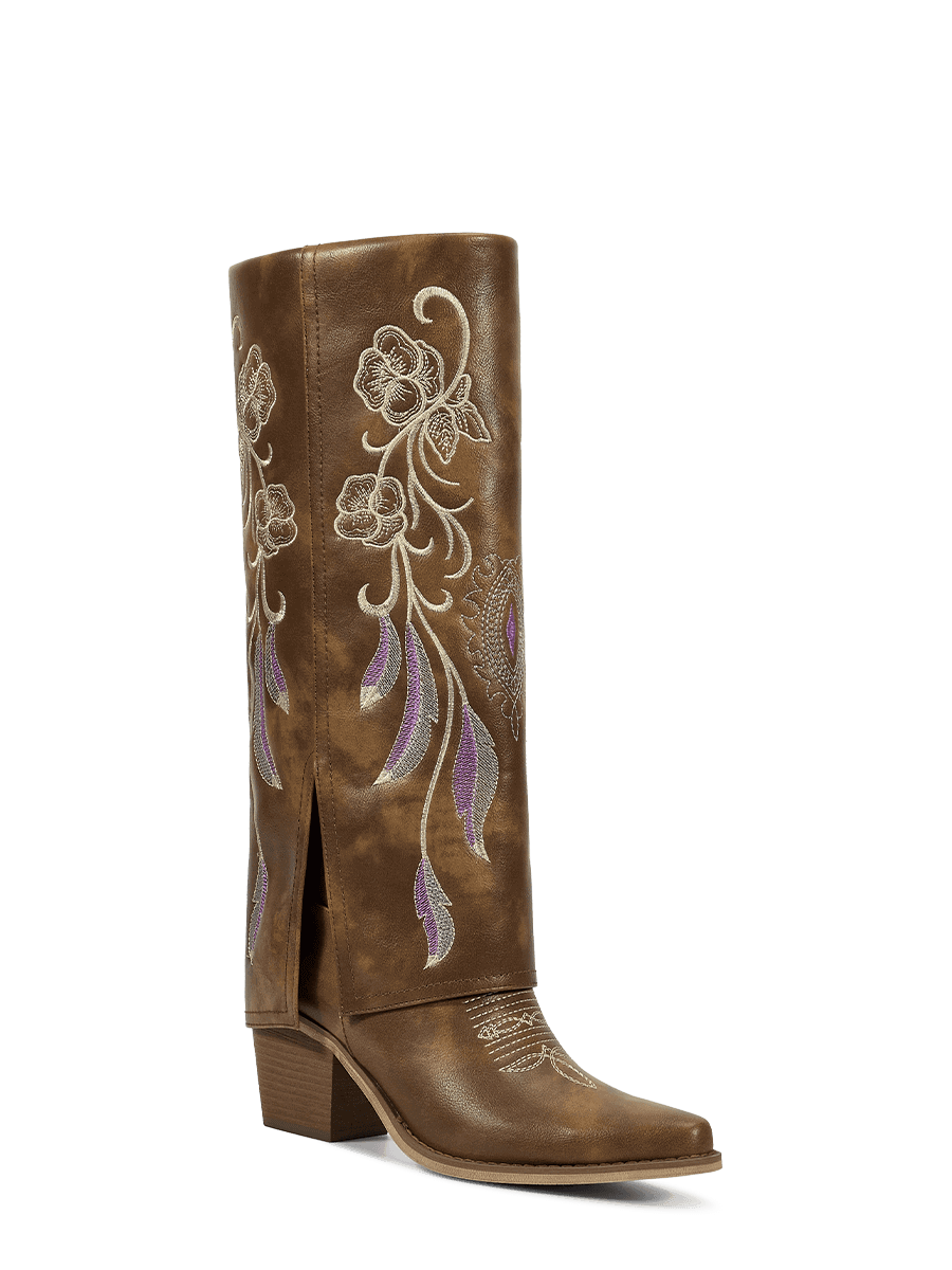 Side-zipper-embroidery-floral-brown-fold-over-boots