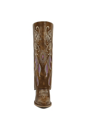 Side-zipper-embroidery-floral-knee-high-brown-fold-over-boots