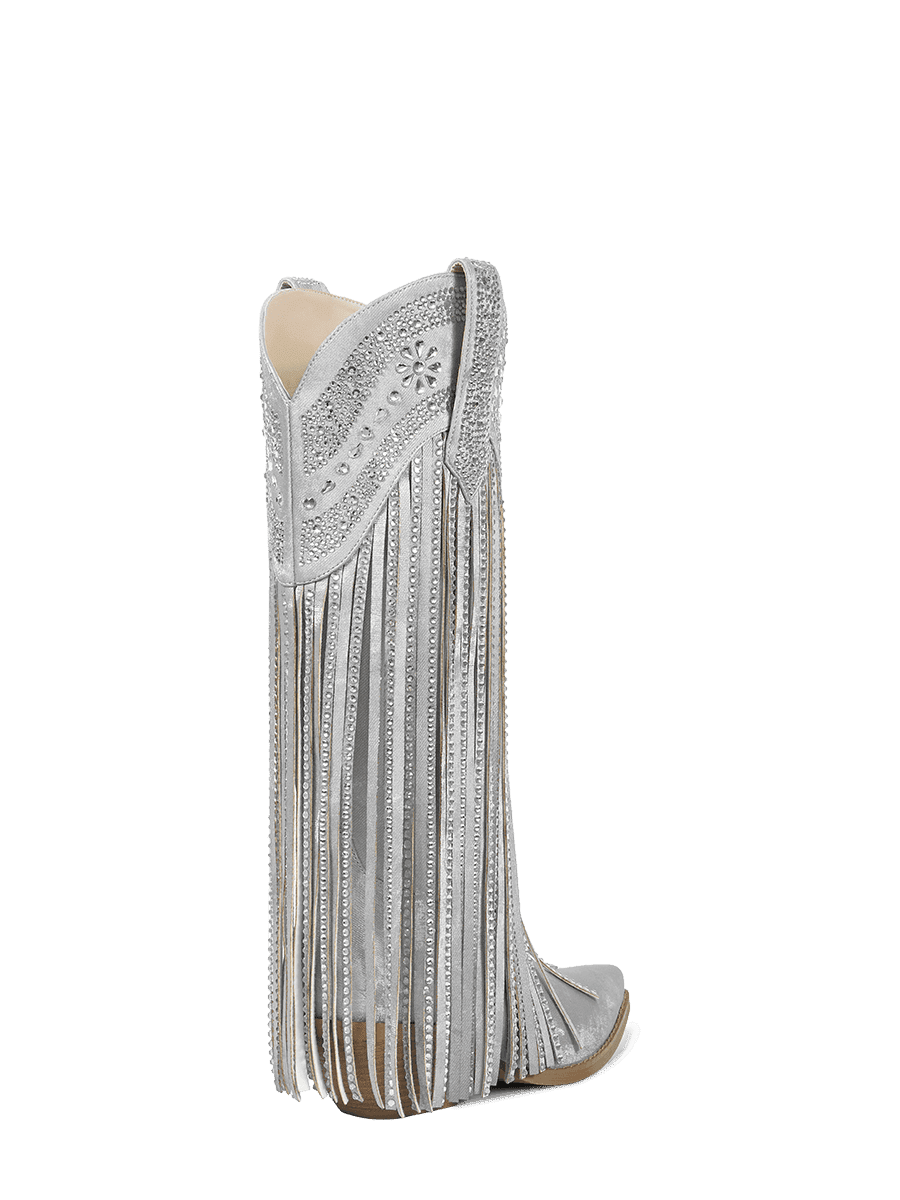 Silver-rhinestone-floral-tassel-mid-heel-western-cowgirl-boots