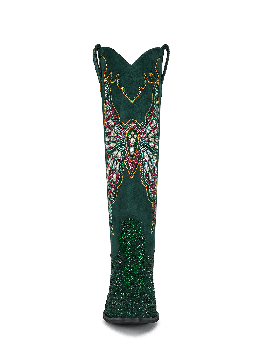 The-allegra-b-dark-green-knee-high-cowgirl-boots