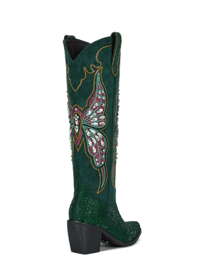 The-allegra-b-dark-green-mid-heel-cowgirl-boots