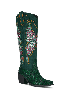 The-allegra-b-dark-green-rhinestone-cowgirl-boots