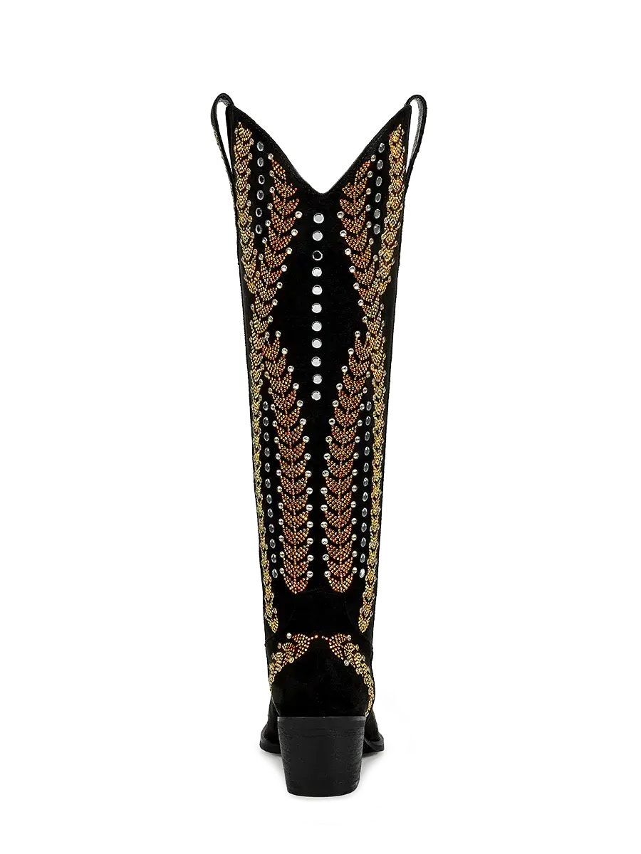 The-savannah-black-mid-heel-cowgirl-boots