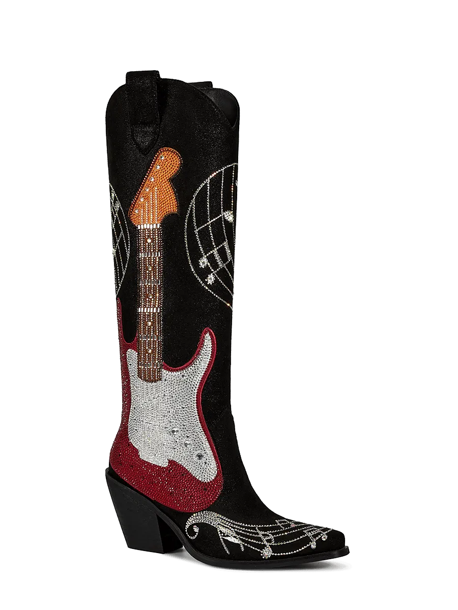 The_dolly_black_bass_guitar_pattern_cowgirl_boots