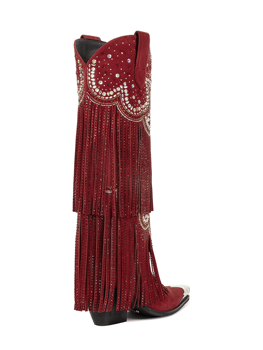 Vintage-red-with-tassels-and-rhinestones-high-heel-cowgirl-boots